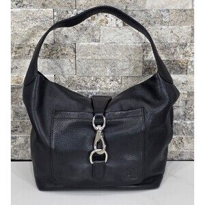 Vintage Dooney & Bourke Annalisa Sac Lock Shoulder Bag Black Pebble Leather Hobo